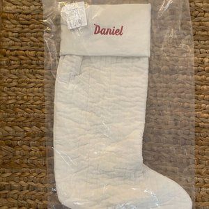 Pottery Barn ivory velvet quilted stockings (MONOGRAMMED)